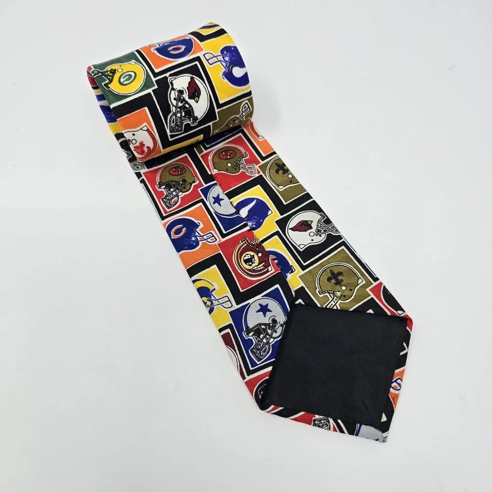Surrey NFL Football Team Helmets All Over Print Silk Blend Necktie Multicolor